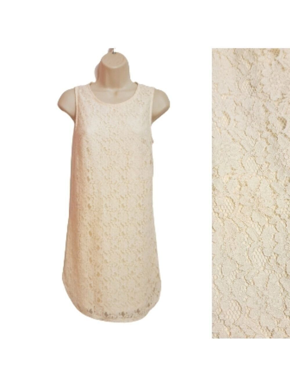 Monteau Beige Floral Lace Mini Dress Small